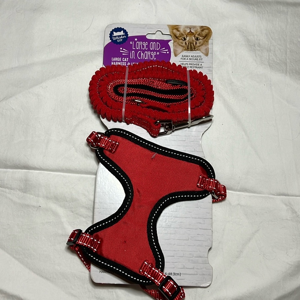 Large red cat harness and leash- adjustable